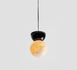 Suspension, Abisal C Mini, albâtre, noir, Ø12cm, H18cm - Luxcambra