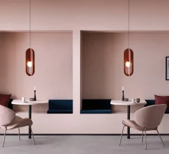 Suspension accoustique, Solli Cocoon 2.0, feutre oxyde rouge, LED, dim, 3000K, 270 lm, Ø22cm, H58cm - Wever&Ducré