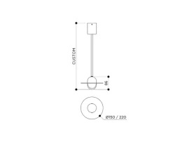 Suspension, Alba, laiton vieilli, verre givré, Ø15cm, H96cm - Contain