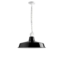 Suspension, Alexandre, email noir et porcelaine blanche, Ø40cm, H25cm - Zangra