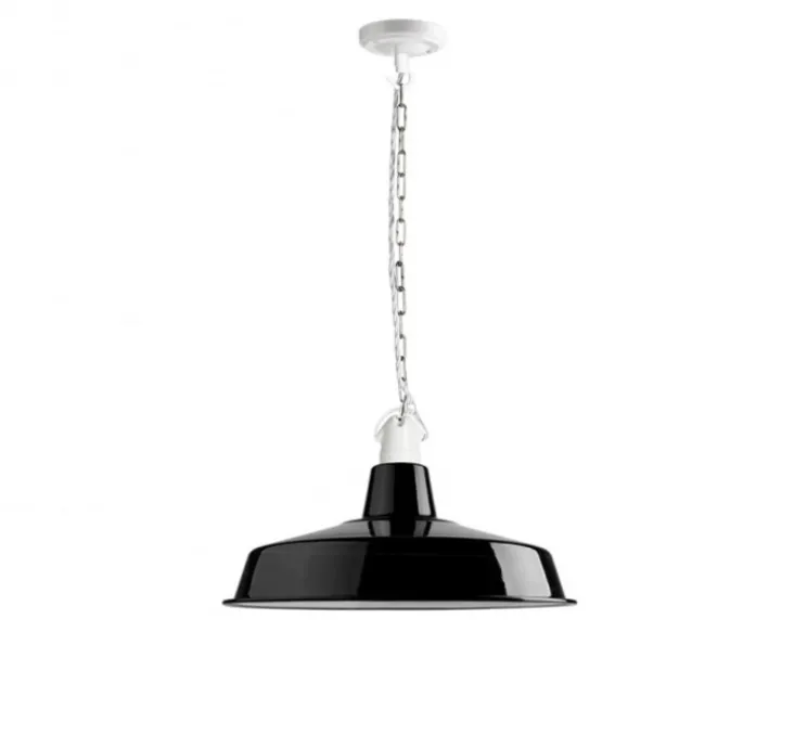 Suspension, Alexandre, email noir et porcelaine blanche, Ø40cm, H25cm - Zangra