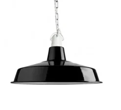 Suspension, Alexandre, email noir et porcelaine blanche, Ø40cm, H25cm - Zangra