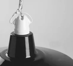 Suspension, Alexandre, email noir et porcelaine blanche, Ø40cm, H25cm - Zangra