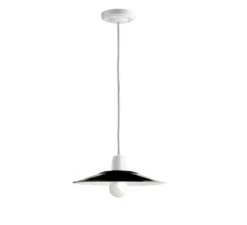 Suspension, Alexis, métal émaillé noir, porcelaine blanche, Ø28cm, H8,5cm - Zangra