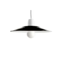 Suspension, Alexis, métal émaillé noir, porcelaine blanche, Ø28cm, H8,5cm - Zangra