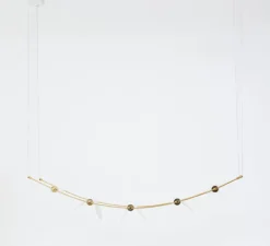 Suspension, Ali di Luce, 5, blanc et laiton, LED, 2700K, 400 lm, L94cm, H160cm - OliveLab