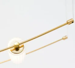 Suspension, Ali di Luce, 5, blanc et laiton, LED, 2700K, 400 lm, L94cm, H160cm - OliveLab