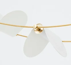 Suspension, Ali di Luce, 5, blanc et laiton, LED, 2700K, 400 lm, L94cm, H160cm - OliveLab