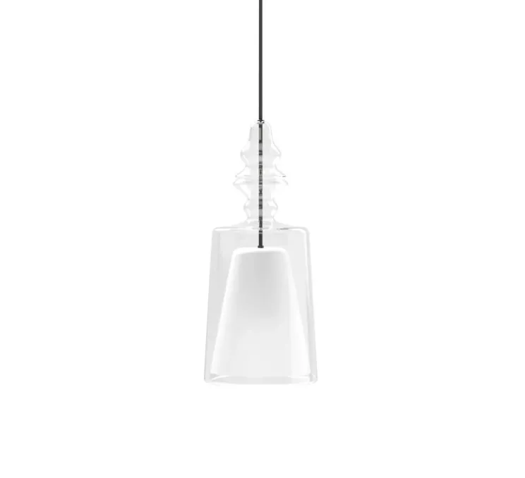Suspension, Alibaglass, medium, pyrex transparent, Ø18cm, H41cm - Karman