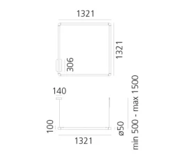 Suspension, Alphabet of Light Square, blanc, LED, 3000K, 7736lm, H5cm, L132,1cm - Artemide