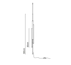 Suspension, Ambrosia V 130 plug in, noir, LED, dim, 2700K, 3267 lm, Ø7cm, H130cm - Marset