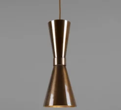Suspension, Amias, câble de 3m, laiton antique, Ø14cm, H33cm - Mullan Lighting