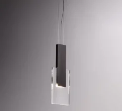 Suspension, Amulette, noir anthracite et transparent, LED, dim, 3000K, 500 lm, L17cm, H44cm - Fabbian