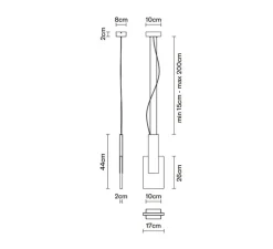 Suspension, Amulette, noir anthracite et transparent, LED, dim, 3000K, 500 lm, L17cm, H44cm - Fabbian