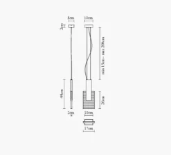 Suspension, Amulette, transparent, noir, LED, 3000K, L17cm, H44cm - Fabbian
