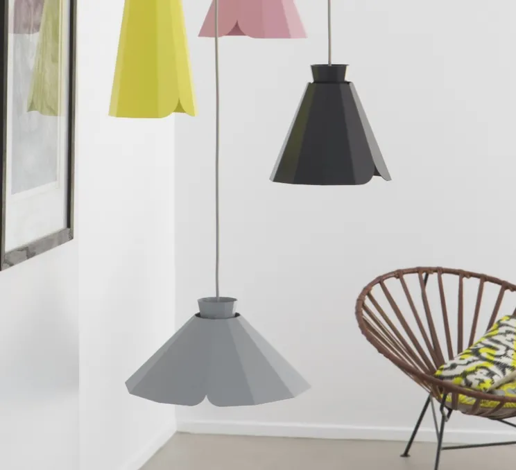 Suspension, Ankara, Medium, noir, câble gris, Ø21,8cm, H20,8cm - MATIERE-GRISE