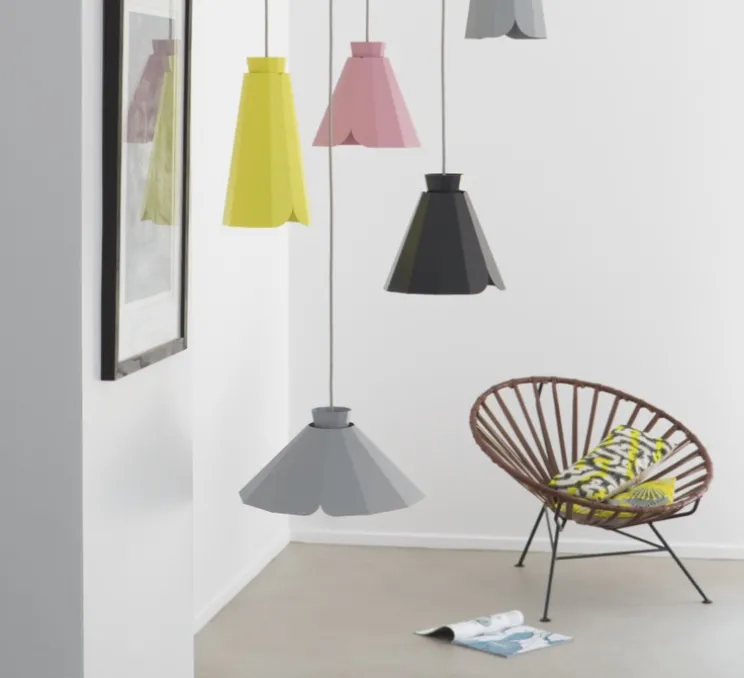 Suspension, Ankara, Medium, rose clair, câble gris, Ø21,8cm, H20,8cm - MATIERE-GRISE