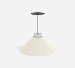 Suspension, Ankara, Plate, craie, câble noir, Ø34,3cm, H15,7cm - Matière Grise