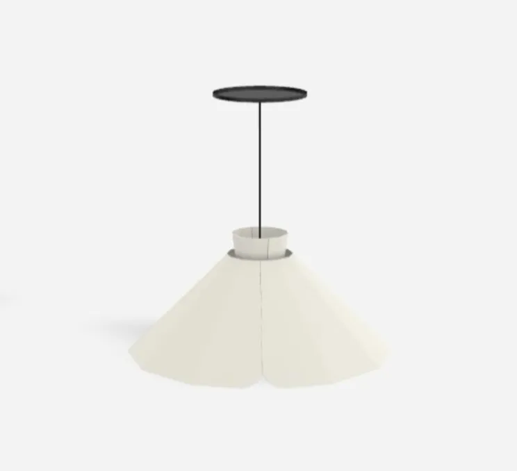 Suspension, Ankara, Plate, craie, câble noir, Ø34,3cm, H15,7cm - Matière Grise