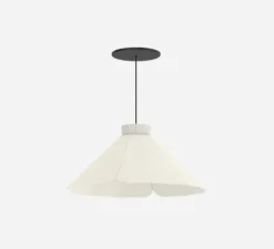 Suspension, Ankara, Plate, craie, câble noir, Ø34,3cm, H15,7cm - Matière Grise