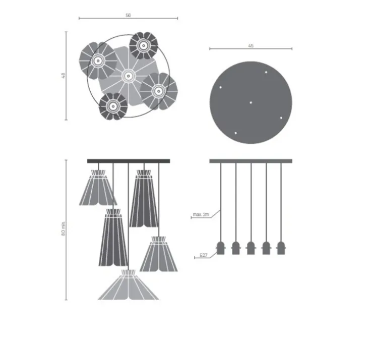 Suspension, ANKARA Set 5, rose clair, L56cm, H80cm - Matière Grise