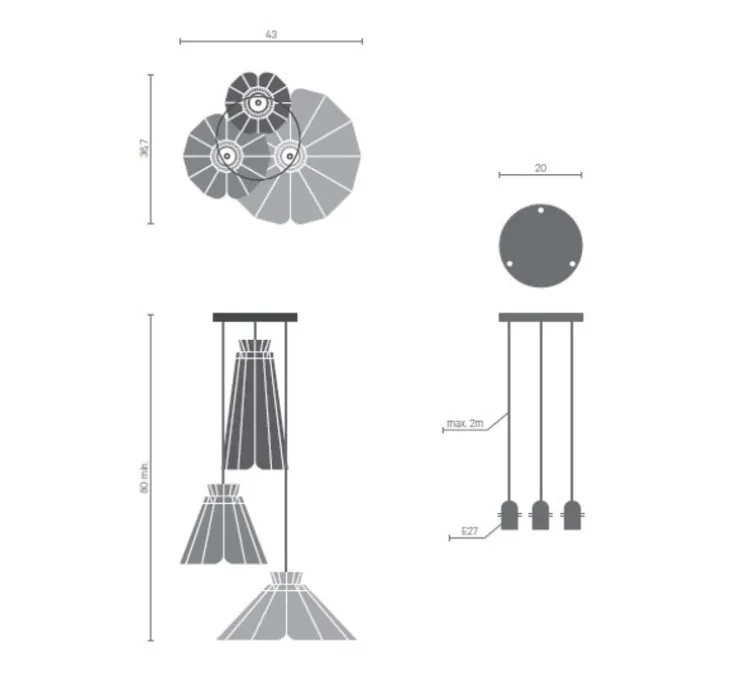 Suspension, ANKARA Set 3, rouge, bleu, jaune L43cm, H80cm - Matière Grise