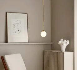 Suspension, Apiales 1, laiton, verre opalin, Ø12cm, H23cm - Nuura