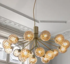 Suspension, Apiales 18, laiton, verre transparent, Ø89cm, H48cm - Nuura