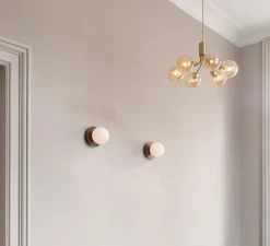 Suspension, Apiales 6, laiton, verre transparent, L50cm, H26,3cm - Nuura