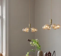 Suspension, Apiales 6, laiton, verre transparent, L50cm, H26,3cm - Nuura