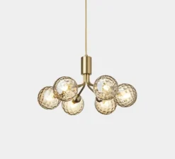 Suspension, Apiales 6, laiton, verre transparent, L50cm, H26,3cm - Nuura