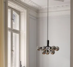 Suspension, Apiales 9, noir satin, verre transparent , L59,5cm, H38,5cm - Nuura