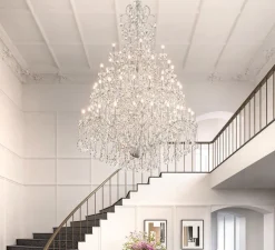 Suspension, Aqaba S 65/170/250, Cristal, chrome brillant, Ø170cm, H250cm - Masiero