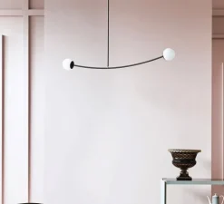 Suspension, ARCH, noir, canon de fusil, laiton, L124cm - MM LAMPADARI