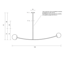 Suspension, ARCH, noir, canon de fusil, laiton, L124cm - MM LAMPADARI