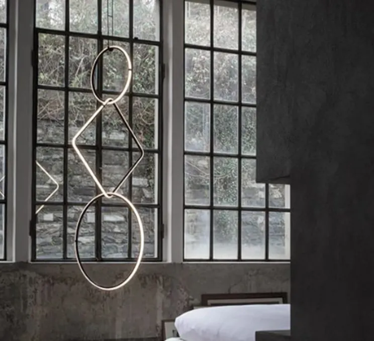 Suspension, Arrangements (round S + square L + square M), noir, LED, 2700K, 4644lm, Ø66,5cm, H167,1cm - Flos