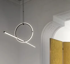 Suspension, Arrangements (round S + line), noir, LED, 2700K, 2376lm, L170,6cm, H39,8cm - Flos