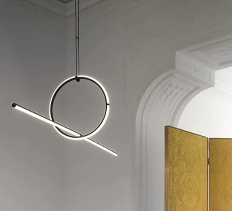 Suspension, Arrangements (round S + line), noir, LED, 2700K, 2376lm, L170,6cm, H39,8cm - Flos