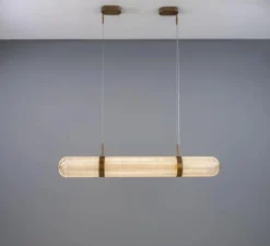 Suspension, Ashford Linear, laiton antique, LED, 2700K, 660 lm, Ø15cm, H120,9cm - Mullan Lighting