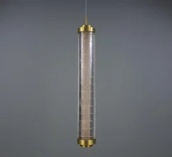 Suspension, Ashford Vertical, laiton satiné, LED, 2700K, 660 lm, Ø15,4cm, H120cm - Mullan Lighting