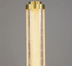 Suspension, Ashford Vertical, laiton satiné, LED, 2700K, 660 lm, Ø15,4cm, H120cm - Mullan Lighting