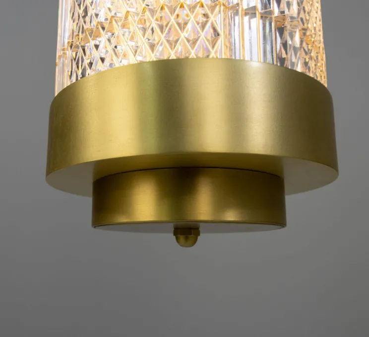 Suspension, Ashford Vertical, laiton satiné, LED, 2700K, 660 lm, Ø15,4cm, H120cm - Mullan Lighting