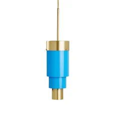 Suspension, A-Spire, bleu, laiton brossé, LED, dim, 3000K, Ø14cm, H56cm - Ebb and Flow