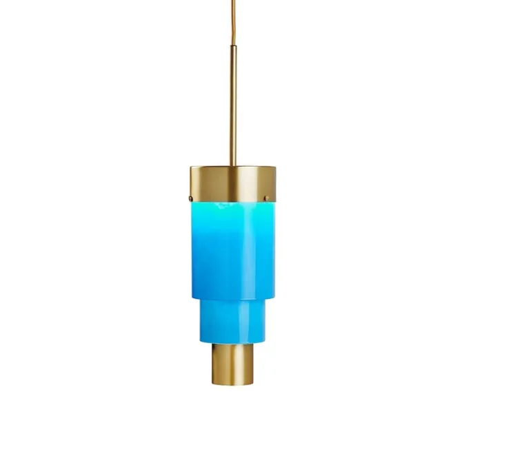 Suspension, A-Spire, bleu, laiton brossé, LED, dim, 3000K, Ø14cm, H56cm - Ebb and Flow