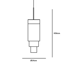 Suspension, A-Spire, transparent avec lignes, laiton brossé, LED, dim, 3000K, Ø14cm, H56cm - Ebb and Flow