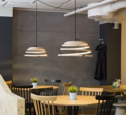 Suspension, Aspiro 8000, bouleau et noir, LED, 2850K, 650lm, Ø50cm, H35cm - Secto Design