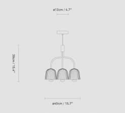 Suspension, Asteea 3, laiton satiné, Ø40cm, H39cm - Nuura