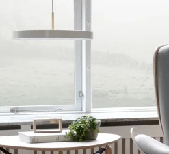 Suspension, Asteria Medium, brume et laiton, LED, 3000K, 1300lm, Ø43cm, H14cm - Umage