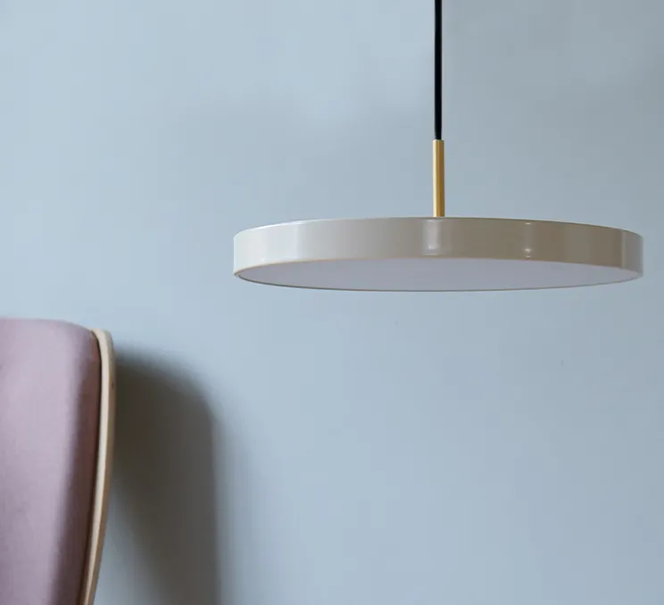 Suspension, Asteria Medium, brume et laiton, LED, 3000K, 1300lm, Ø43cm, H14cm - Umage