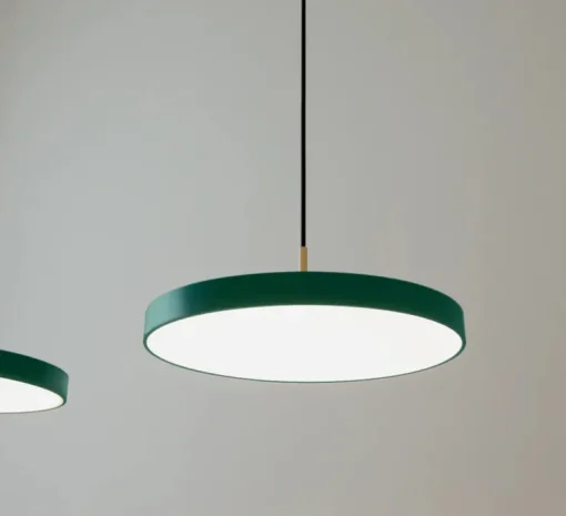 Suspension, Asteria Medium plus, vert forêt et laiton, LED, 2400-2700-3000K, 1600lm, Ø43cm, H14cm - Umage